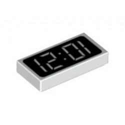 Плоска плочка 1X2 декор. Дисплей: {бял}