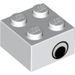 Brick 2 x 2 with Eye with White Pattern on Two Sides, Offset: {бял}