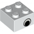 Brick 2 x 2 with Eye with White Pattern on Two Sides, Offset: {бял}