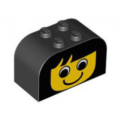 Slope, Curved 4 x 2 x 2 Double with Four Studs with Yellow Face, Simple Pattern: {черен}