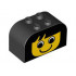 Slope, Curved 4 x 2 x 2 Double with Four Studs with Yellow Face, Simple Pattern: {черен}