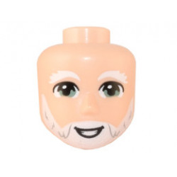 Mini Doll, Head Friends Male Large with White Eyebrows and Beard, Sand Green Eyes, Smile with Teeth Pattern: {светло нуга}