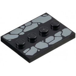 Tile, Modified 3 x 4 with 4 Studs in Center with Dark Bluish Gray Cobblestones Pattern: {черен}