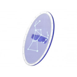 Minifigure, Shield Elliptical with Silver Border and Metallic Light Blue Orion Constellation Pattern: {прозрачно ярко синьо-виолетов}