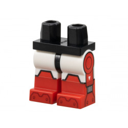 Hips and White Legs with Molded Red Lower Legs / Boots and Printed Red Trapezoid Boot Tops and Circles on Sides, Dark Red Toe Plates Pattern: {черен}