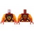 Torso Armor Breastplate, Orange Flame, Dragon Head and Orb, Logogram 'K' on Back Pattern / Trans-Orange Arms / Red Hands: {нов тъмно червен}
