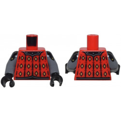 Red Torso Armor, Black Stripes, Gold Diamonds (Bat Lord Tunic) Pattern / Dark Bluish Gray Arms with Black Armor Pattern / Black Hands: {ярко червен}