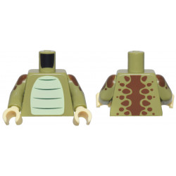 Olive Green Torso Yellowish Green Stomach, Dark Green Stripes, and Reddish Brown Dinosaur Spine and Spots Pattern / Olive Green Arms with Dinosaur Spots Pattern / Tan Hands: {маслинено зелен}