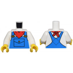 White Torso Blue Overalls, Pocket, Gold Buckles, and Red Bandana Pattern / White Arms / Yellow Hands: {бял}