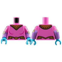 Torso Female Uniform with Gold Shoulder Armor with Rivets and Belt with Oval Buckle Pattern / Medium Lavender Arms with Molded Dark Pink Short Sleeves and Printed Atoms and Gold Stripes Pattern / Medium Azure Hands: {ярко пурпурен}
