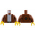 Torso Jacket Open with Dark Brown Rivets over White Shirt with Buttons, Black Belt with Silver Buckle, Hinged Panel on Back Pattern / Reddish Brown Arms / Yellow Hands: {червеникаво-кафяв}