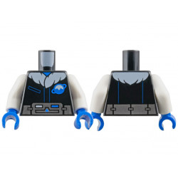 Torso Jacket with Dark Blue Pocket, White Fur Collar, and Blue Ice Planet Logo, Silver Utility Belt Pattern / White Arms / Blue Hands: {черен}