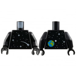 Torso with White Dots and Sparkles / Stars, Comet, Earth and Moon on Back Pattern / Black Arms / Black Hands: {черен}