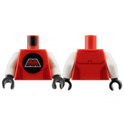Torso Space M:Tron Logo Capital Letter M with White Border on Black Circle, Dark Red Collar and Panel Lines Pattern / White Arms / Black Hands: {ярко червен}