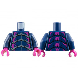Torso Insect Exoskeleton Segments with Magenta and Metallic Light Blue Highlights Pattern / Dark Blue Arms / Magenta Hands: {земно син}