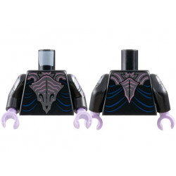 Torso Robe, Dark Silver Skull Armor, Metallic Pink Stripes, Dark Blue Gathers Pattern / Black Arms with Armor and Stripes Pattern / Lavender Hands: {черен}
