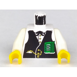 Torso Western Black Vest, Gold Fob and $100 Bills Pattern (Banker) / White Arms / Yellow Hands: {бял}