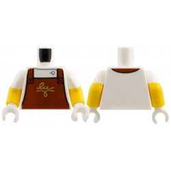 Torso Reddish Brown Apron, Gold 'lu' and Filigree Pattern / Yellow Arms with White Short Sleeves Pattern / White Hands: {бял}