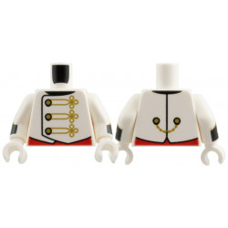 Torso Jacket, Gold Buttons and Piping, Red Cummerbund Pattern / White Arms with Black Cuff, Gold Button and Chevron Pattern, White Hands: {бял}
