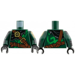 Torso Tunic, Bright Green Hem, Black Scarf, Reddish Brown Belts, Gold Buckle and Ornament Pattern / Dark Green Arms with Black Wrappings, Gold Armor Pattern / Black Hands: {земно зелен}