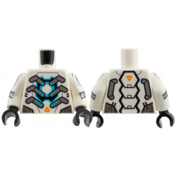 Torso Armor, Silver Tubes, Medium Azure Circle, Orange Triangle Pattern / White Arms with Circle and Silver Chevron Pattern / Black Hands: {бял}