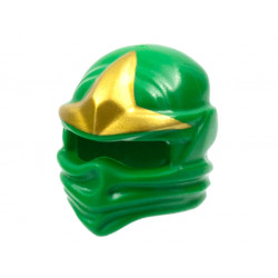 Minifigure, Headgear Ninjago Wrap with Gold 3 Point Emblem Pattern: {тъмно зелен}