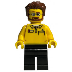 LEGO Store Employee, Black Legs, Beard and Glasses, Reddish Brown Tousled Hair – БРИКЛИНК ДЕЗАЙНЕРСКА ПРОГРАМА