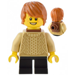 Traveler - Boy, Tan Knit Sweater, Black Short Legs, Reddish Brown Neck Bracket and Round Plate, Dark Orange Hair – БРИКЛИНК ДЕЗАЙНЕРСКА ПРОГРАМА