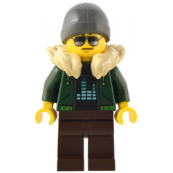Traveler - Male, Dark Green Hoodie, Dark Brown Legs, Tan Fur Collar, Dark Bluish Gray Beanie – БРИКЛИНК ДЕЗАЙНЕРСКА ПРОГРАМА