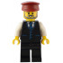 Station Master - Black Vest with Blue Striped Tie, Black Legs, Dark Red Hat, Beard – БРИКЛИНК ДЕЗАЙНЕРСКА ПРОГРАМА