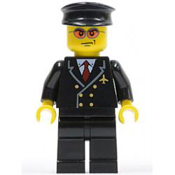 Airport - Pilot with Red Tie and 6 Buttons, Black Legs, Black Hat, Orange Sunglasses – ГРАДСКИ