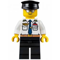 Airport - Pilot, White Shirt with Dark Blue Tie, Belt and ID Badge, Black Legs, Black Hat – ГРАДСКИ