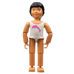 Belville Female - White Swimsuit with Dark Pink Dolphin Pattern, Black Hair – БЕЛВИЛ