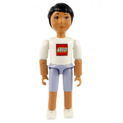 Belville Male - Light Violet Shorts, White Shirt with LEGO Logo, Black Hair – БЕЛВИЛ