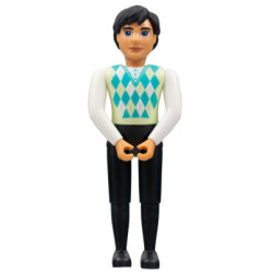 Belville Male - Black Legs, White Arms, Light Lime / Turquoise / White Argyle Top, Black Hair – БЕЛВИЛ