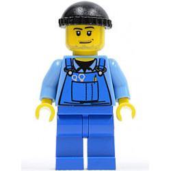 Overalls with Tools in Pocket Blue, Black Knit Cap, Smirk and Stubble Beard – ГРАДСКИ