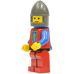 Crusader Lion - Red Legs with Black Hips, Dark Gray Chin-Guard, Blue Plastic Cape – ЗАМЪЦИ
