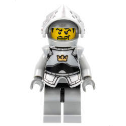 Fantasy Era - Crown Knight Plain with Breastplate, Helmet with Visor, Curly Eyebrows and Goatee, Black Hips, Light Bluish Gray Legs – ЗАМЪЦИ