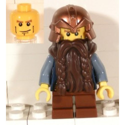 Fantasy Era - Dwarf, Dark Brown Beard, Copper Helmet with Studded Bands, Sand Blue Arms, Vertical Cheek Lines – ЗАМЪЦИ