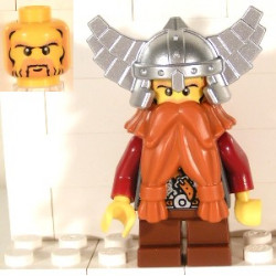 Fantasy Era - Dwarf, Dark Orange Beard, Metallic Silver Helmet with Wings, Dark Red Arms – ЗАМЪЦИ