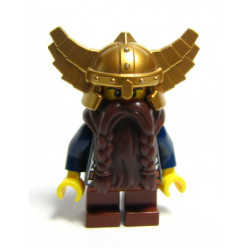 Fantasy Era - Dwarf, Dark Brown Beard, Metallic Gold Helmet with Wings, Dark Blue Arms – ЗАМЪЦИ