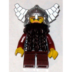 Fantasy Era - Dwarf, Dark Brown Beard, Metallic Silver Helmet with Wings, Dark Red Arms – ЗАМЪЦИ