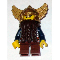 Fantasy Era - Dwarf, Dark Brown Beard, Metallic Gold Helmet with Wings, Dark Blue Arms, Dual Sided Head – ЗАМЪЦИ