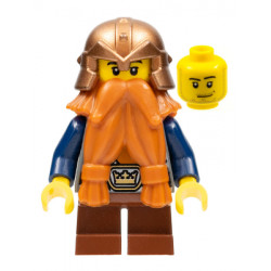 Fantasy Era - Dwarf, Dark Orange Beard, Copper Helmet with Studded Bands, Dark Blue Arms, Smirk and Stubble Beard – ЗАМЪЦИ