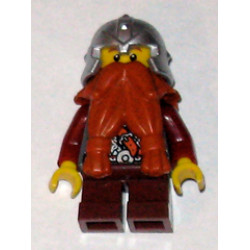 Fantasy Era - Dwarf, Dark Orange Beard, Metallic Silver Helmet with Studded Bands, Dark Red Arms – ЗАМЪЦИ