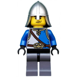 Castle - King's Knight Blue and White with Chest Strap and Crown Belt, Helmet with Neck Protector, Angry Eyebrows and Scowl – ЗАМЪЦИ