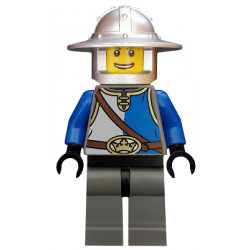 Castle - King's Knight Blue and White with Chest Strap and Crown Belt, Helmet with Broad Brim, Open Grin – ЗАМЪЦИ