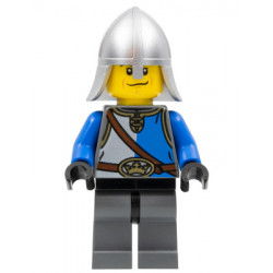 Castle - King's Knight Blue and White with Chest Strap and Crown Belt, Helmet with Neck Protector, Scared Face – ЗАМЪЦИ