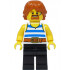 Blacksmith - White Tank Top with Blue Stripes, Black Legs, Dark Orange Hair – ЗАМЪЦИ