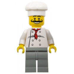 Chef - White Torso with 8 Buttons, Light Gray Legs, Long Curly Moustache – ГРАДСКИ